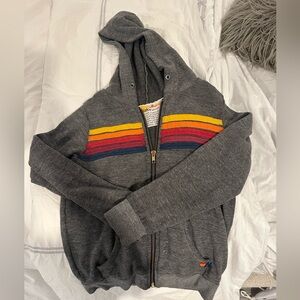 Aviator Nation kids Gray Hoodie with Multicolor Stripes